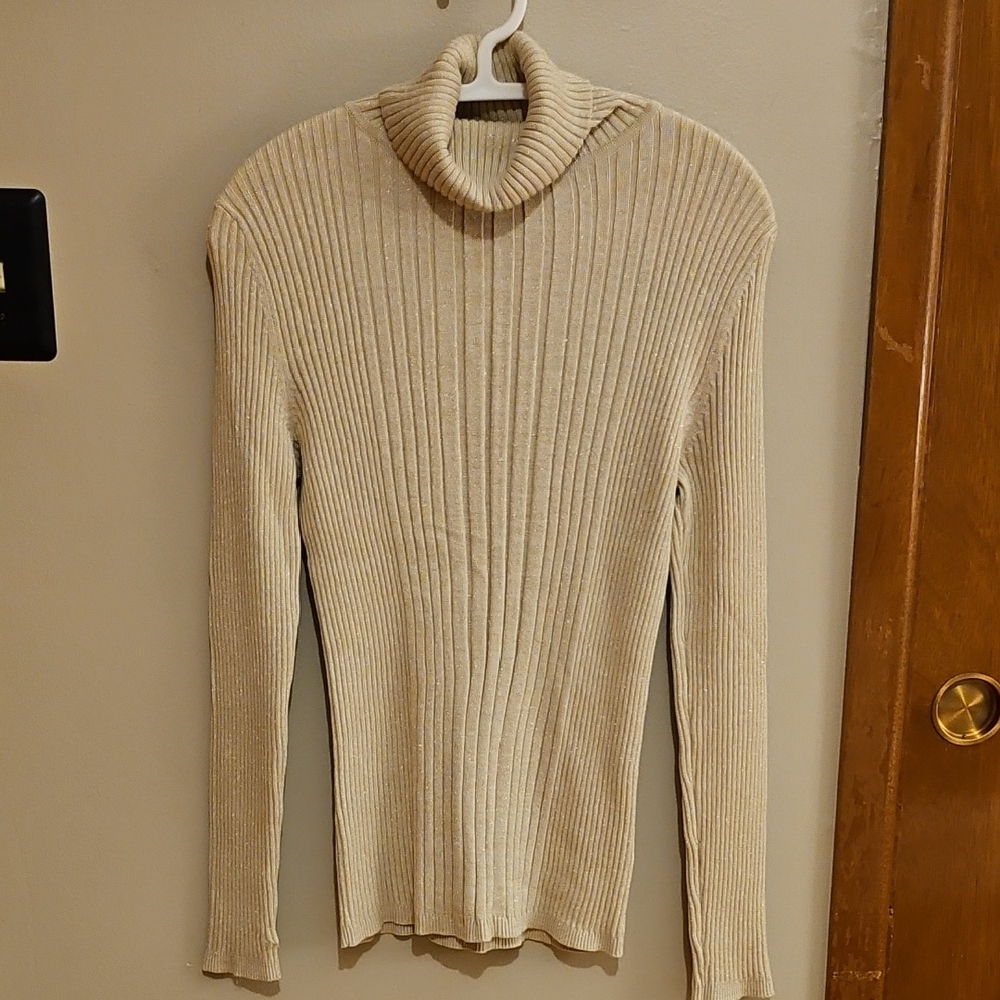 NWT Khaki Tan Shimmer Turtleneck Sweater